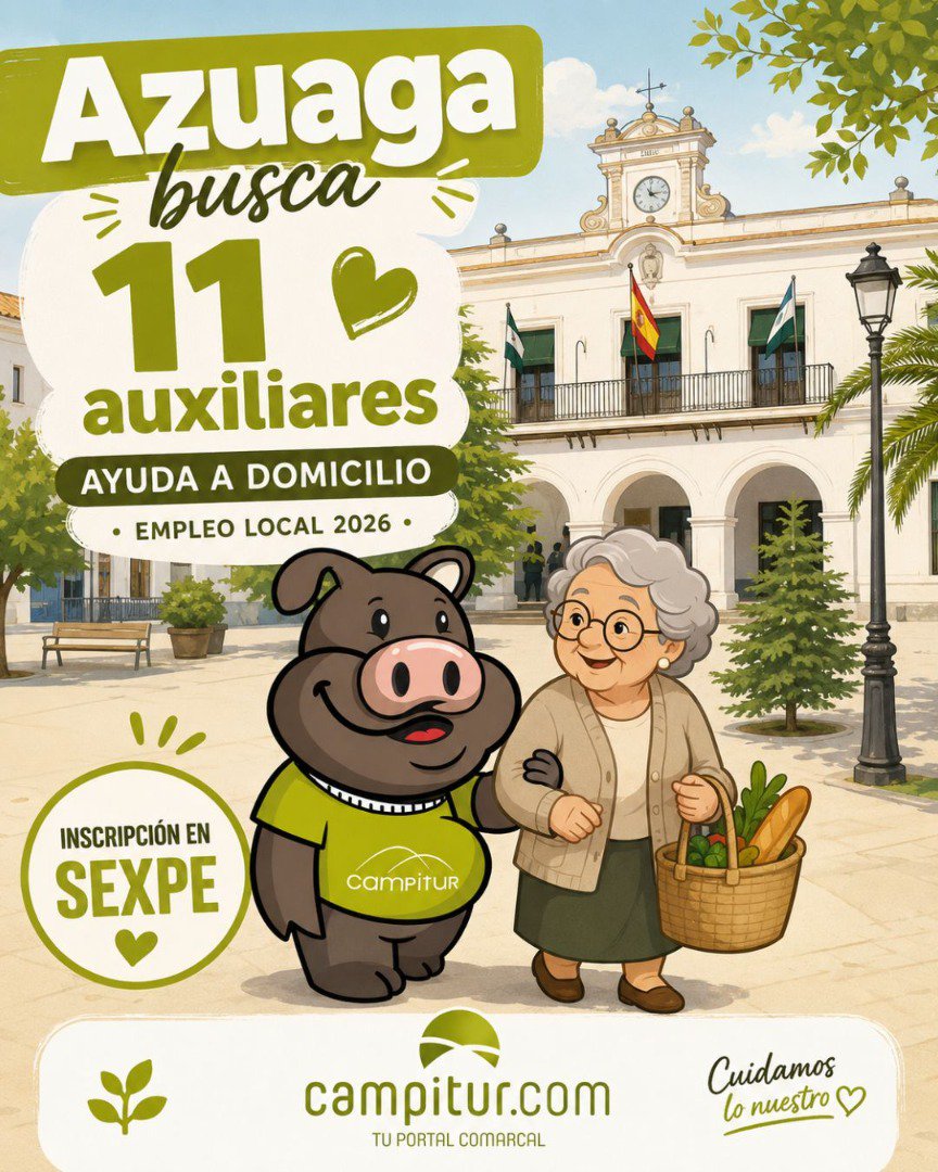 Azuaga convoca 11 plazas de ayuda a domicilio