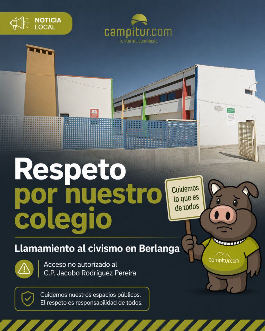 Preocupación en Berlanga por un nuevo acceso no autorizado al colegio público