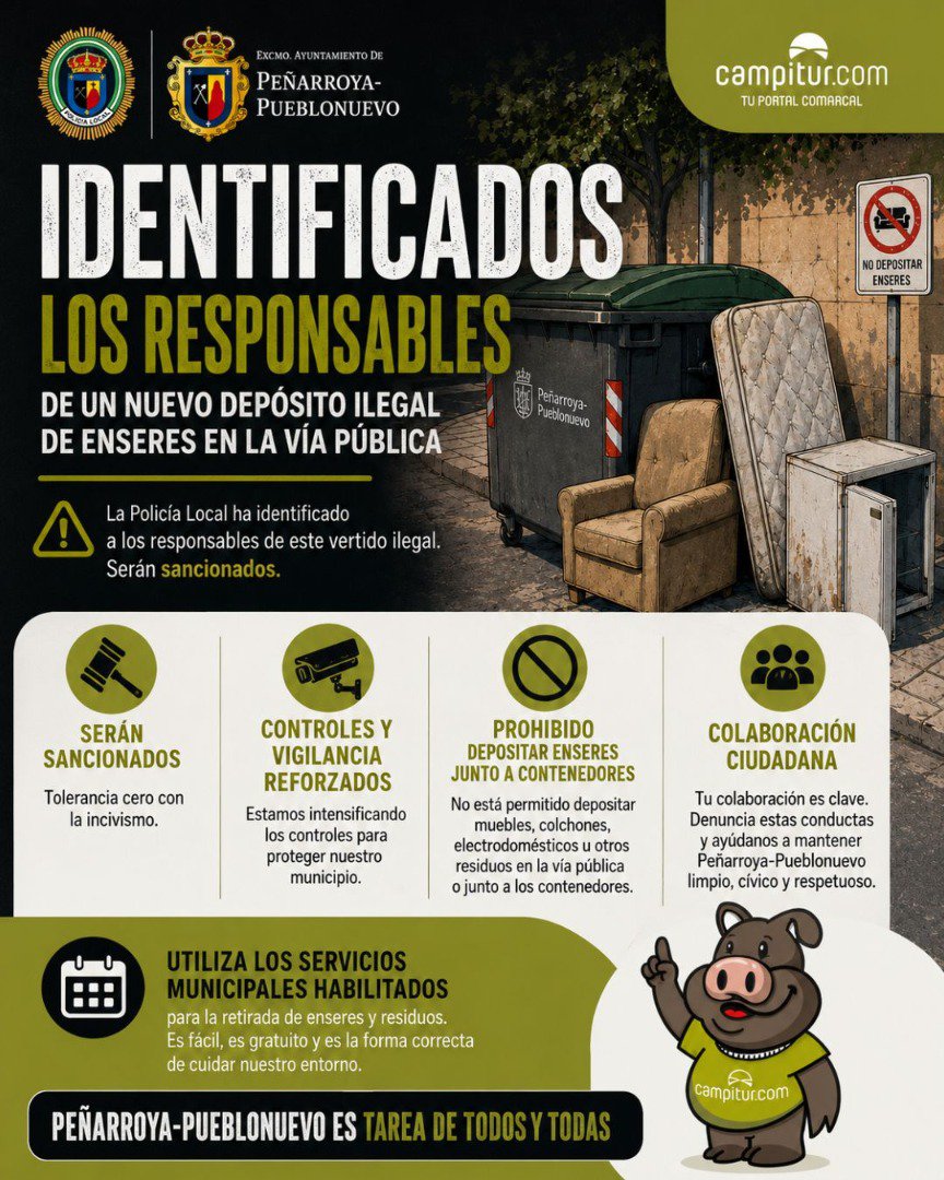 Peñarroya-Pueblonuevo endurece su respuesta ante los vertidos ilegales