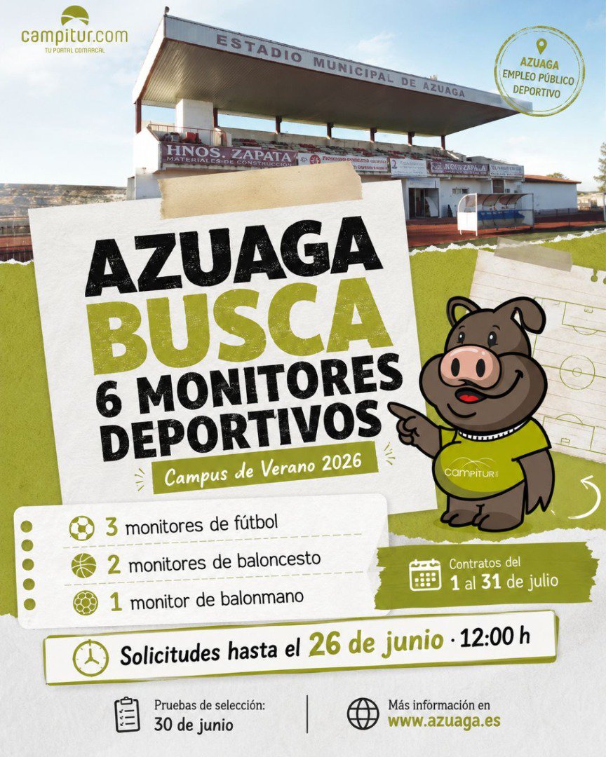 Azuaga busca seis monitores para sus campus de verano