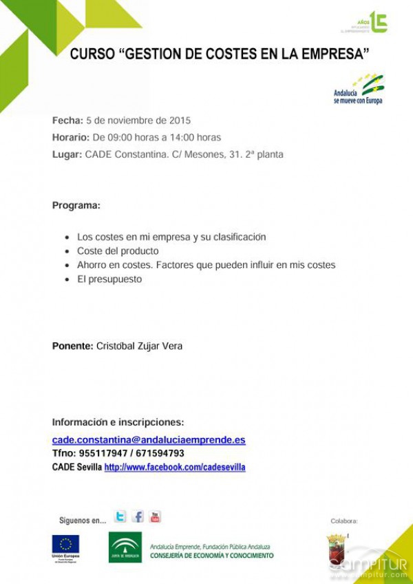 Curso de Gestión de Costes en la Empresa en Constantina 