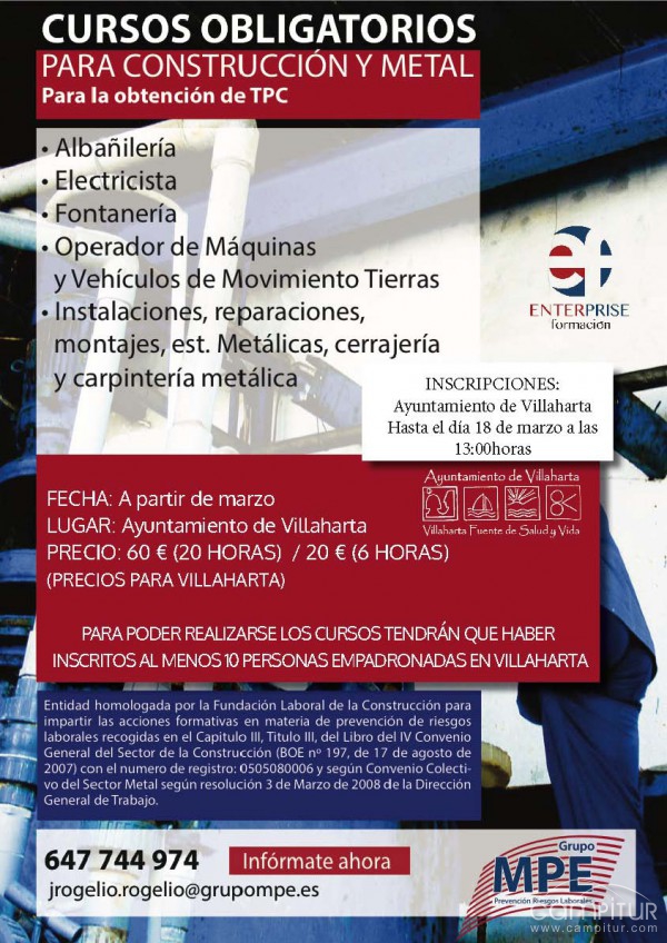 Cursos en Villaharta para Construcción y Metal 