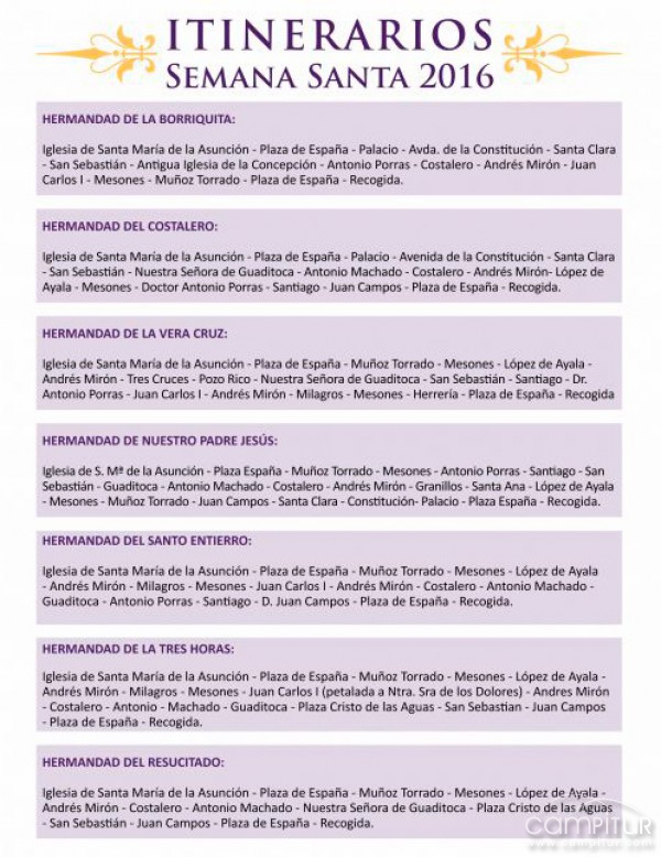 Programa Cultos y Actos Semana Santa 2016 Guadalcanal 