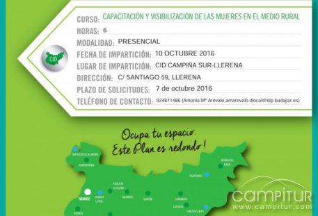 Curso de “Capacitación y visualización de las mujeres en el medio rural” en Llerena 