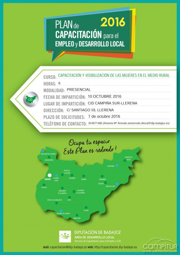 Curso de “Capacitación y visualización de las mujeres en el medio rural” en Llerena 