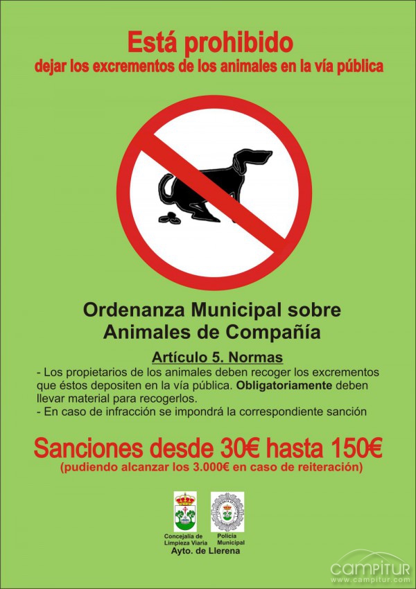 Ordenanza municipal en Llerena sobre animales de compañía 