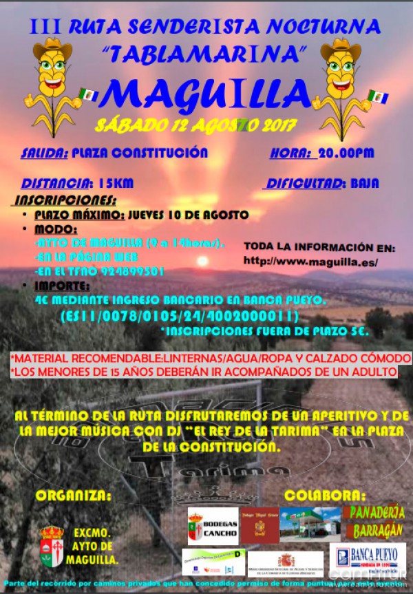 III Ruta Senderista Nocturna “Tablamarina” en Maguilla 