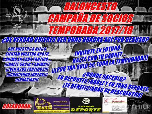 C.B. Campiña Sur Llerena: Campaña de Socios Temporada 2017/18 