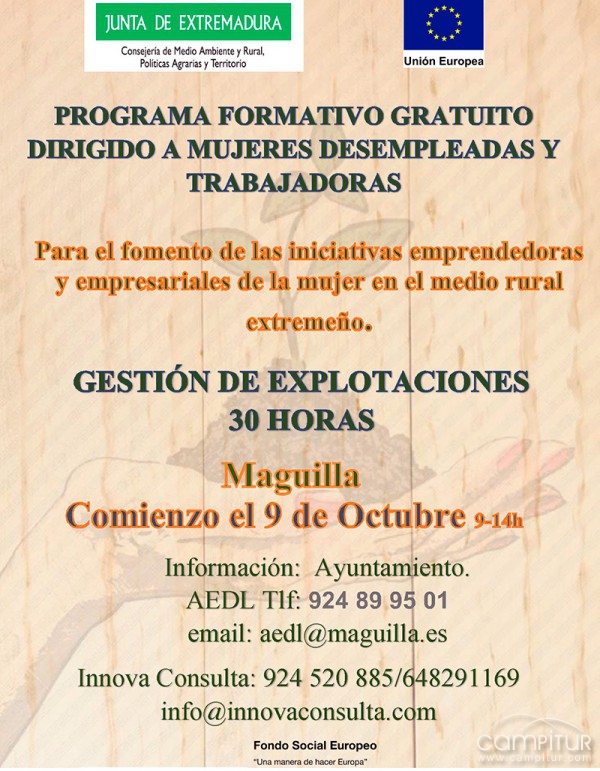 Curso “Gestión de Explotaciones” dirigido a mujeres en Maguilla 