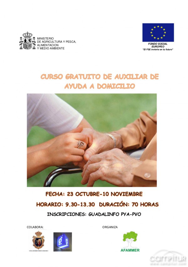Curso gratuito de “Auxiliar de Ayuda a Domicilio” en Peñarroya-Pueblonuevo 