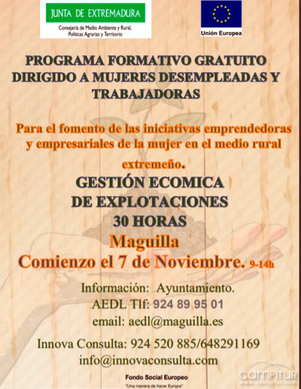 Curso de “Gestión económica de explotaciones” en Maguilla 
