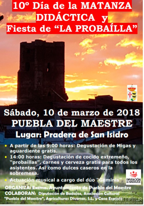 10º Día de la Matanza Didáctica y Fiesta de la Probaílla en Puebla del Maestre 