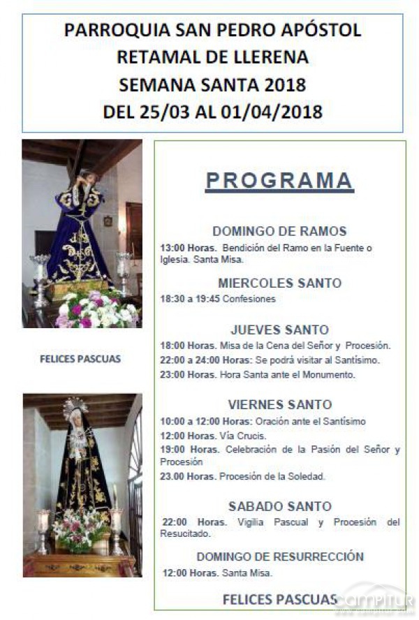 Programa Semana Santa Retamal de Llerena 