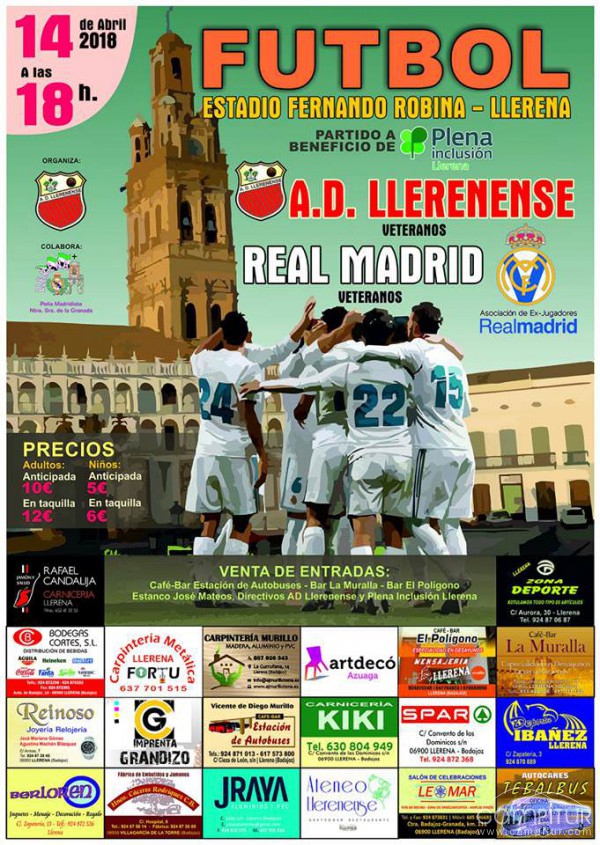 Real Madrid C.F. veteranos en el Estadio Fernando Robina de Llerena