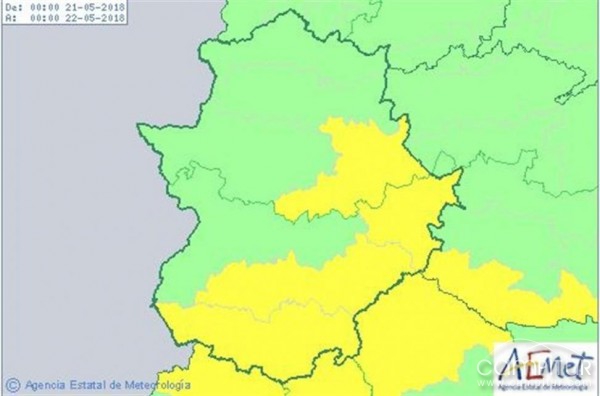  El Sur de Extremadura continúa este lunes en alerta amarilla 