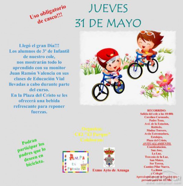 Los alumnos de 3º de Infantil toman la calle con sus bicis 