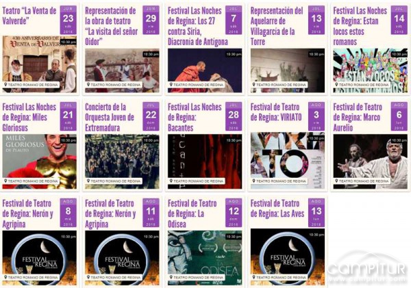 Programación del Teatro Romano de Regina, verano 2018 