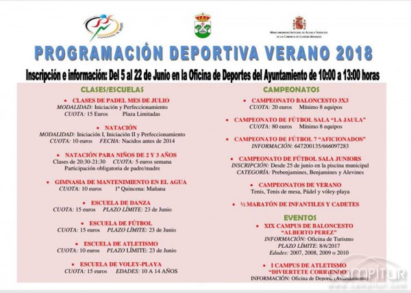 Programación Deportiva verano 2018 de Llerena 