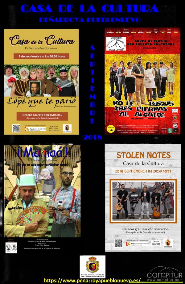 Programación Casa de la Cultura de Peñarroya-Pueblonuevo septiembre 