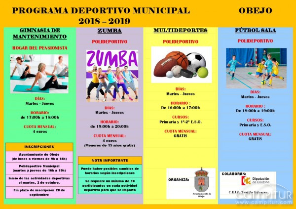 Programa Deportivo para el curso 2018/19 de Obejo 
