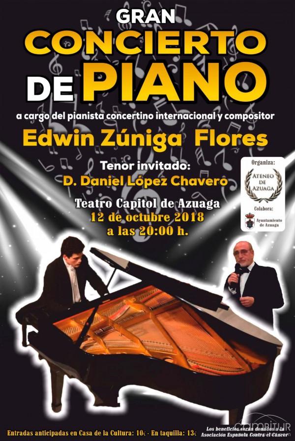 Gran Concierto de Piano a cargo de Edwin Zúniga Flores en Azuaga 