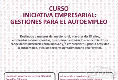Curso Iniciativa Empresarial: Gestiones para el Autoempleo en Valverde de Llerena 