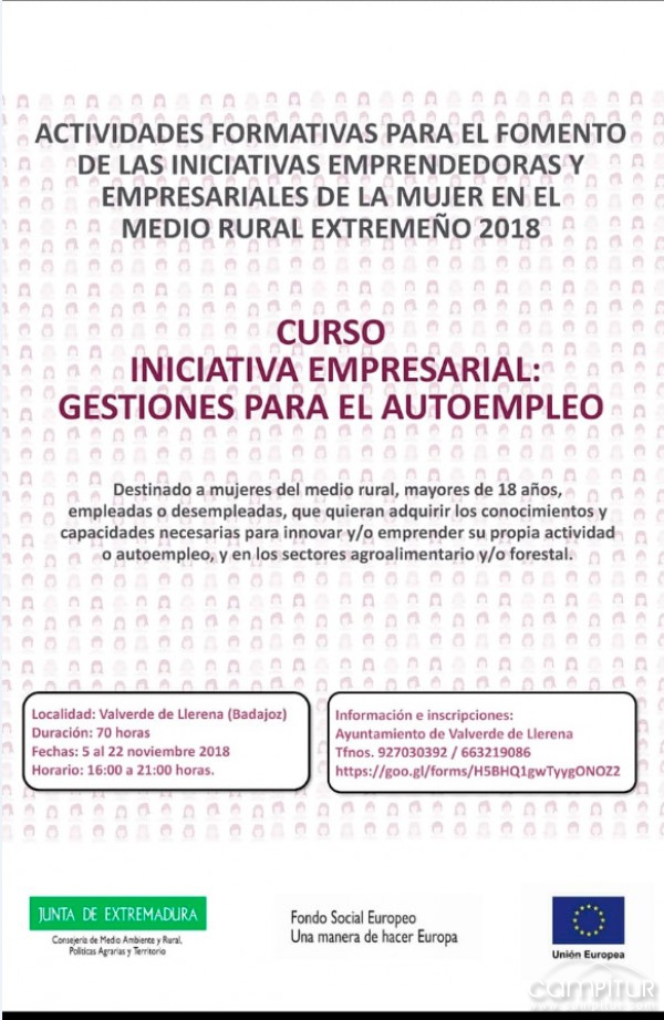 Curso Iniciativa Empresarial: Gestiones para el Autoempleo en Valverde de Llerena 