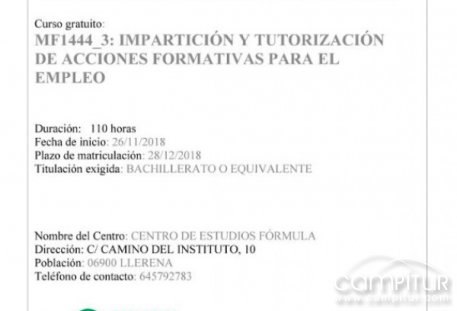 Curso formativo gratuito en Llerena 