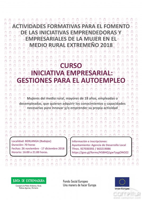 Curso de Iniciativas Empresariales y Gestiones para el Autoempleo en Berlanga 
