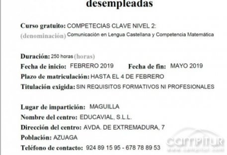 Curso gratuito “Competencias Clave Nivel 2” en Maguilla 