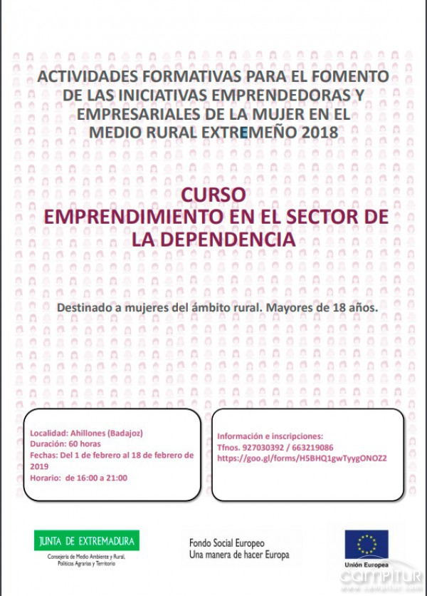 Curso Emprendimiento en el Sector de la Dependencia en Ahillones 