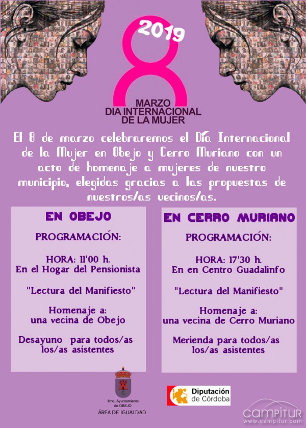 Obejo y Cerro Muriano celebran el Día Internacional de la Mujer 