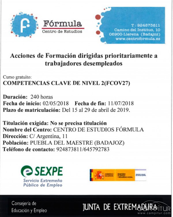 Curso de Competencias Claves en Puebla del Maestre 