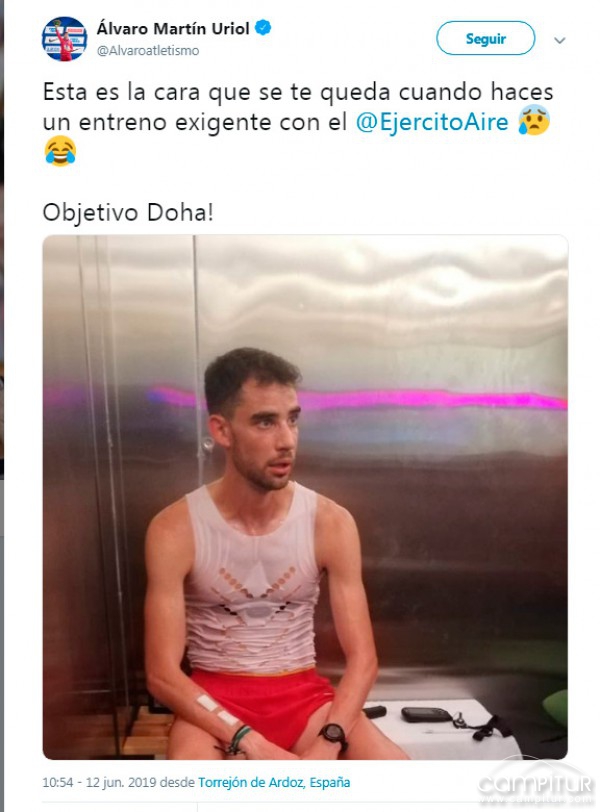 Álvaro Marín se prepara el Mundial de Atletismo de Doha con el Ejército del Aire 