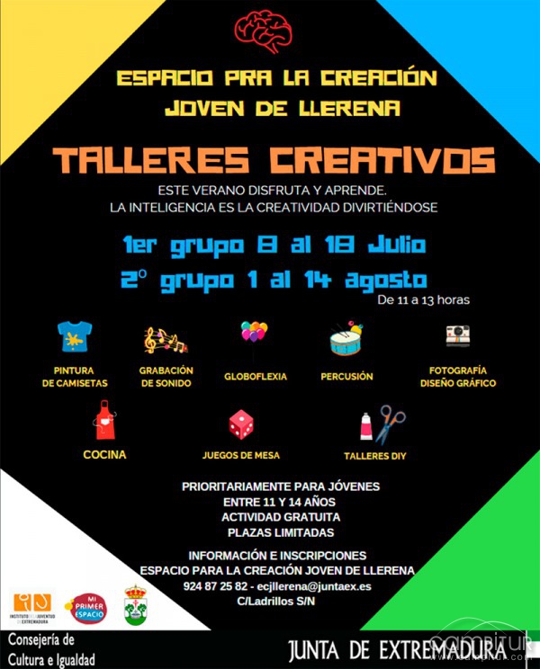 Talleres de Verano en el Espacio Para la Creación Joven de Llerena 
