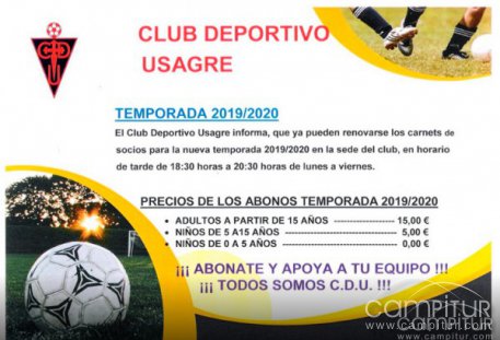 Renovación del Carnet de Socio del CD Usagre temporada 2019/20