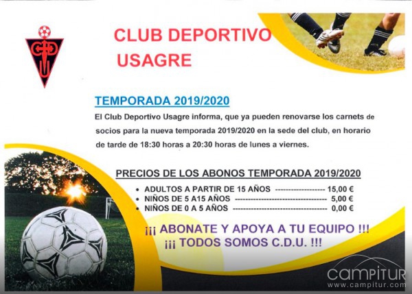 Renovación del Carnet de Socio del CD Usagre temporada 2019/20