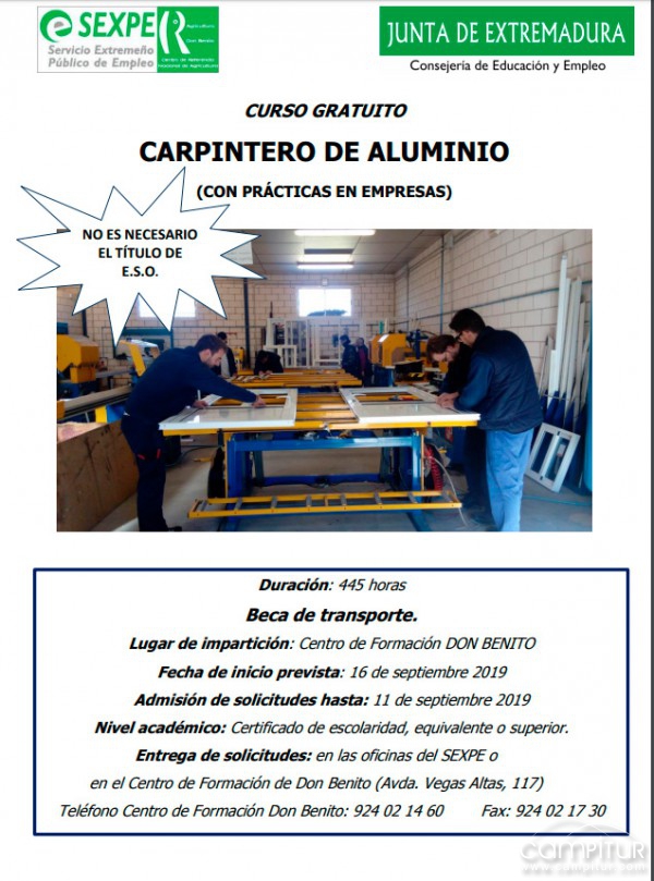 Curso gratuito de Carpintero de Aluminio 