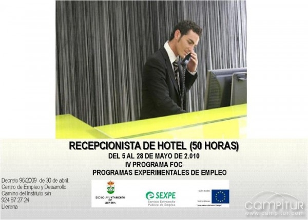 Acción Formativa en Llerena: Recepcionista de hotel 